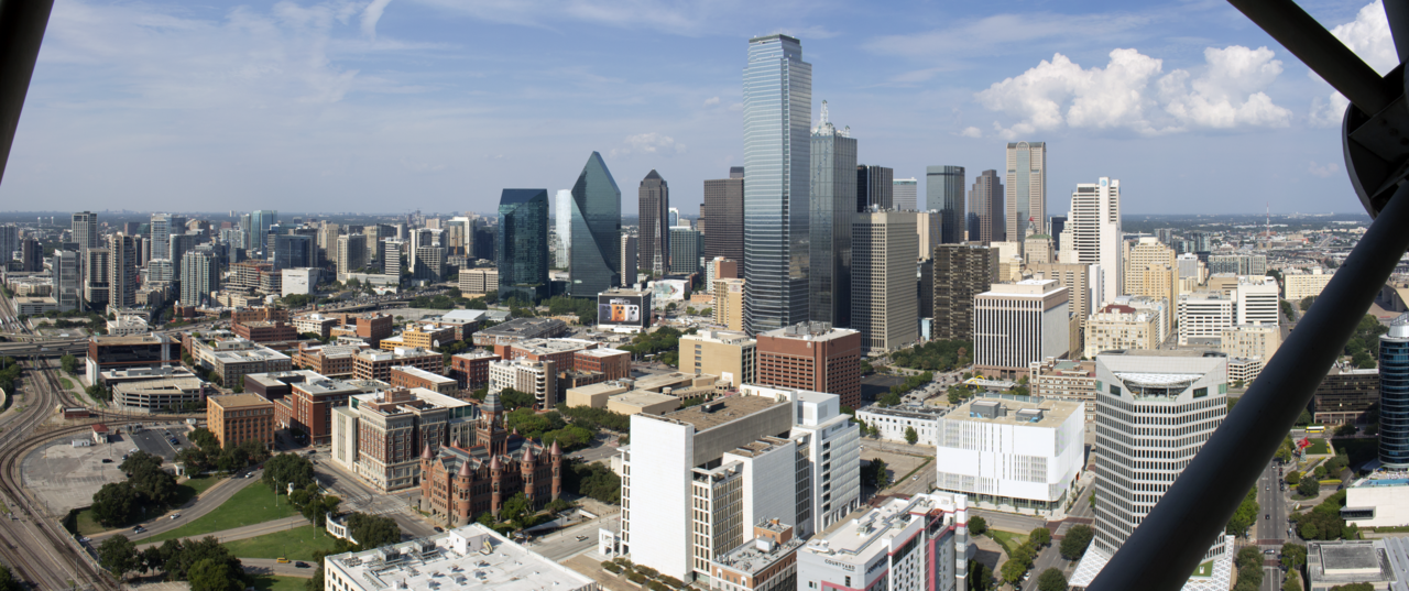 The downtown Dallas skyline seen from Reunion Tower